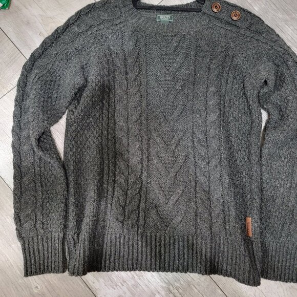 Roots Canada Melange Charcoal Gray Chunky Wool Blended Pullover Sweater XS Used - Picture 9 of 15